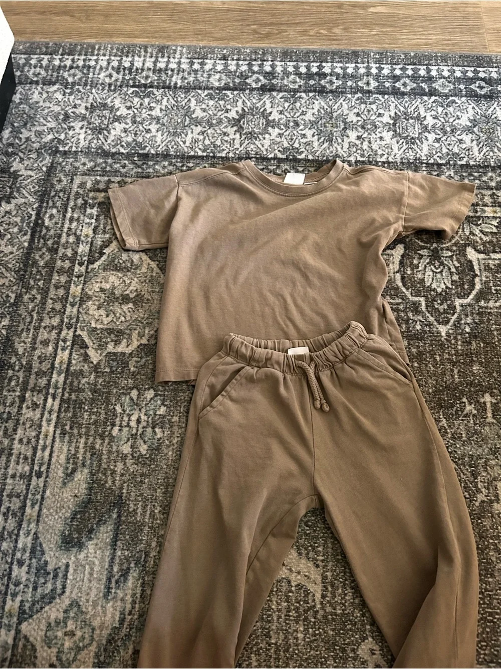 Zara Kids Taupe Brown Tee & Jogger Set - Picture 1 of 3